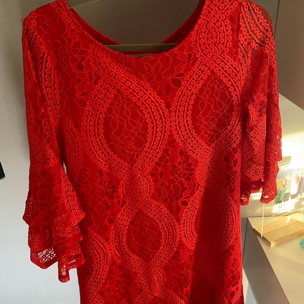 Red Lace Short Dress